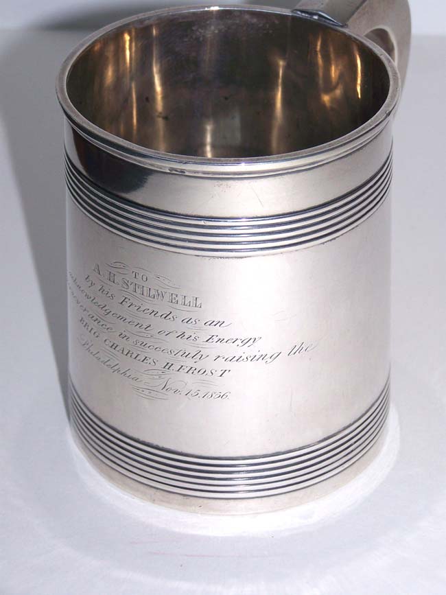 An American Silver Cup presented to 'A.H. Stilwell for Successfully raising the Brig Charles H. Frost, November 15, 1856'  — image 2
